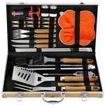 N NOBLE FAMILY 30Pcs Set Barbecue Accessoire en Acier Inoxydable de Haute Qualité - Outils Barbecue Professionnel - Divers Ensembles de Barbecue Complets - Extérieur Barbecue Kit Cadeau