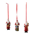 Villeroy & Boch – Nostalgic Ornaments Santa Claus ornament set, 3-part, decorative ornament set made from hard porcelain, multi-coloured, 8 x 3.5 cm, 14-8331-6687