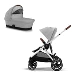 Cybex, Gazelle S, Søsken-/tvillingvogn inkl. Gazelle S Cot – Lava Grey/Silver