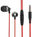 Jack écouteurs écouteurs stéréo Controle filaire 3,5 mm Casque intra-auriculaire avec micro pour ordinateur portable iPhone, noir et rouge