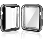 [2-Pack] 38mm Fodral för Apple Watch  Skärmskydd, Övergripande Skyddande Fodral TPU HD Ultra-Tunnt Skal (1 Svart+1 Transparent)