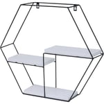 Tagère murale HWC-K76 - Étagère suspendue Étagère flottante - 3 étagères en métal massif-bois industriel 43x49x11cm - blanc