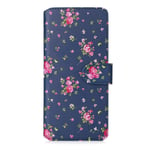 32nd Floral Series 2.0 - Design PU Leather Book Wallet Case Cover for Motorola Moto G8 Power Lite, Designer Flower Pattern Wallet Style Flip Case With Card Slots - Vintage Rose Indigo