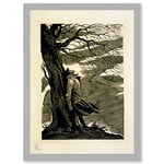 Heathcliff Wuthering Heights Bronte Black White Drawing Artwork Framed Wall Art Print A4