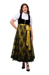 Ulla Popken Femme Costume Traditionnel Bavarois, Haut en Velours sans Manches, Jupe en Tissu Jacquard, décolleté carré Noir 46 823951100-44