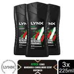 Lynx Africa 12-H Refreshing Fragrance Shower Gel Body Wash for Men, 3x225ml