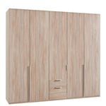 Armoire 5 portes 2 tiroirs WILMA 225 cm chêne naturel