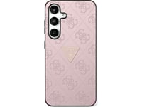 Fodral Guess Hot Stamp 4G Mönster Triangel Metall Logo Samsung Galaxy S25 Ultra Pink