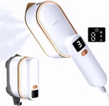 Travel Clothes Steamer Portable Iron - LCD Screen 2 in 1 Powerful Steam White 