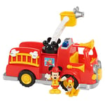 Just Play Coffret Camion de Pompier Mickey Mouse de Disney avec Figurine et Effets sonores et Lumineux, Jouets pour Enfants de 3 Ans et Plus