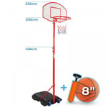 Infantastic® Panier De Basket - Extérieur/Intérieur, Hauteur Réglable 148-200 Cm, Portable, Avec Ballon Et Pompe À L'air - Panneau De Basket Sur Pied, Pour Enfant