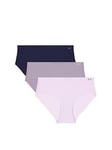 UNDER ARMOUR Women's Pure Stretch No Show 3pk Solid Colour Hipsters-navy/purple/pink, Navy, Size Xs, Women