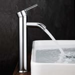 Robinet avec Haut Robinet pour Lavabo ou Vasque de Salle Bain, Chaude et Froide Réglable de Mitigeur Lavabo, Laiton Chromé(Garantie à vie) (Gris