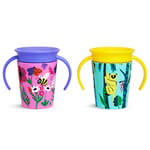 Munchkin Tasse Miracle 360 WildLove, Tasse Apprentissage pour Bébé/Nourrisson, Tasse Antifuites sans BPA, Tasse Enfant avec Poignées, Compatible Lave-Vaisselle - 177 ml, lot de 2, Lémurien/Abeille