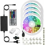 Ruban Led Rgb 20m,Bande Lumineuse Led Bluetooth Dimmable Avec Contrôle Par Application,Télécommande à 44 Boutons,Réglage De La Minuterie,Mode