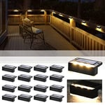 Solpex Solar Step Lights 16 Pack, Solar Outdoor Lights for Fence, IP65 Waterproof Solar Powered Outdoor LED Lights for Deck Porch Stair Yard Garden Patio Pool Decorations (Black, White)