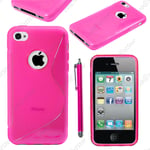 Housse Etui Coque Silicone Motif S-line Rose pour Iphone 4S 4 + Stylet