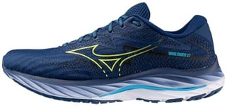 Mizuno Mens Wave Rider 27 Running Shoe, Navy Peony/Sharp Green, 7 UK