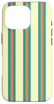 Coque pour iPhone 16 Pro Orange Sarcelle Rayures Esthétique Girly Preppy Yellow Stripes