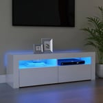 Meuble TV avec lumières LED Banc TV Armoire de rangement Blanc brillant 120x35x40 cm 45653