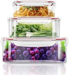 KICHLY Plastic Airtight Food Storage Containers - Plastic Food Containers with Lids for Kitchen & Pantry, Leakproof (Red, Pack of 6)