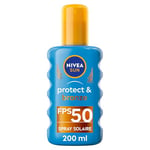 NIVEA SUN Spray solaire Protect & Bronze FPS 50 (1 x 200 ml), crème solaire avec activateur de bronzage, protection anti UV à la formule légère et non grasse