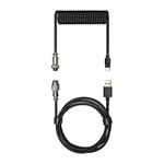 Cooler Master Coiled Cable Shadow Black with Detachable Metal Aviator Connector, Flexible Reinforced-Braided Nylon Cable, USB-A to USB Type-C Keyboards (KB-CBZ1)
