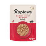 Applaws Natural Wet Adult Cat Food, Chicken with Beef in Jelly, 70g Pouch ( Pack of 16 Pouches)