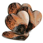 4x Heart MDF Coasters - Orange Black Ink Art Marbelling Paint  #45938