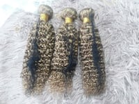 16+16+16INCH BRAZILIAN HUMAN HAIR KINKY CURL HONEY BLONDE 27# 3BUNDLES 300g 12A