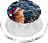 Ginger Cat Lover Van Gogh Starry Night Christmas PopSockets PopGrip for MagSafe