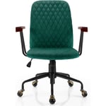 Goplus - Chaise de Bureau Rotative à 360° Rétro avec Accoudoirs, Fauteuil Vintage Réglable en Hauteur, Contrôleur de Tension, Vert