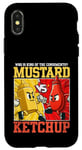 Coque pour iPhone X/XS Graphique de combat moutarde contre ketchup King of the Condiments
