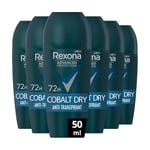 REXONA MEN - Déodorant Homme Cobalt Dry - Bille Anti-transpirant - Advanced Protection - Parfum Elégant et Frais - Protection 72h (lot de 6x50ml)