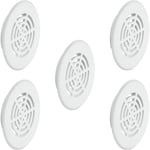 5x Grille de ventilation aération ronde en plastique diamètre encastrement 35mm hauteur 8mm Cache Protection Plafond Mur Menuiserie, blanc