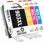 903 Xl 903Xl Cartouches D'Encre Remplacement Pour Hp 903Xl 903 Xl Cartouches Encre Pour Hp Officejet Pro 6970 6960 Officejet 6950, (4-Pack, Noir Cyan Magenta Jaune)[DYJ073799]