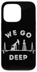 Coque pour iPhone 13 Pro We Go Deep Oil Rig Heartbeat EKG Pulse Oilfield Man