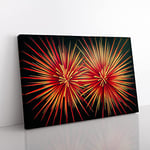 Feisty Fireworks Canvas Wall Art Print Ready to Hang, Framed Picture for Living Room Bedroom Home Office Décor, 60x40 cm (24x16 Inch)