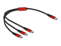 DELOCK – USB Charging Cable 3 in 1 USB Type-C™ to 3 x USB Type-C™ 30 cm black / red (86712)