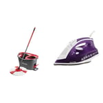 Vileda Turbo Microfibre Mop And Bucket Set, Spin Mop For Cleaning Floors & Russell Hobbs Supreme Steam Iron, Powerful vertical steam function