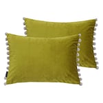 Paoletti Fiesta Twin Pack Feather Filled Cushions, Sage/Beige, 2 Count (Pack of 1)