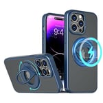 S. Dawezo Magnetic Stand for iPhone 14 Pro Max Case 6.7 Inch, Compatible with MagSafe, Military Protective Mobile Phone Case, Magnetic Force 360° Rotating Holder Case for iPhone 14 Pro Max, Blue