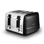 Tower Ash Black 4 Slice Stainless Steel Toaster Chrome Accents T20081BLK