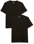 Amazon Essentials Men's T-Shirt Slim-Fit Short-Sleeved Crewneck Pocket, Pack of 2, Black, XS