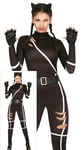 FIESTAS GUIRCA Déguisement Purrfect Chat Noir pour Femme - Comprenant une Combinaison Catsuit Noire Sexy avec Ceinture et Serre tête Oreilles de Chat - Costumes d'Halloween pour Femme Taille L