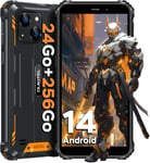 Wp32Pro Telephone Portable Incassable Android 14,Ecran 6"" Hd+Octa-Core,Smartphone Pas Cher Debloque 24Gb+256Gb 4G,Etancheite Ip68,5+20Mp Camera,Double Sim,Otg,Nfc-Orange