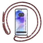 Tumundosmartphone Étui pendentif transparent pour Samsung Galaxy A55 5G avec cordon rose/doré