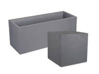 Pack Jardinière rectangulaire 100 x 40 x 43,5 cm + Jardinière carrée 40 cm - Gris Galet