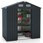 RELAX4LIFE Abri de Jardin en Acier Galvanisé 3.25m³ avec Portes Coulissantes et Fenêtres, Cabanon de Jardin pour Poubelles avec Toit en Pente Anti-UV,Remise à Outils, Stockage Extérieurs18