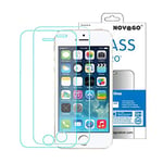 NOVAGO Compatible avec iPhone 5, iPhone 5S, iPhone SE, iPhone 5C-Pack de 2 Films Protection écran en Verre trempé avec Le Filtre Lumière Bleue protéger Vos Yeux (x2, Anti lumière Bleue)